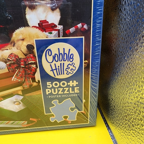 New- Cobble Hill Christmas Puppies Jigsaw Puzzle 500 Piece w Poster -Sealed - Picture 2 of 4